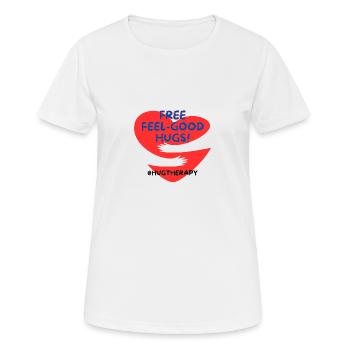 Umarmungstherapie - Frauen T-Shirt atmungsaktiv - Weiß - Vorne - AI Model Female 172 dark (172cm)