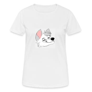 Glücklicher Wolf mit geschlossen Augen. - Frauen T-Shirt atmungsaktiv - Weiß - Vorne - AI Model Female 172 dark (172cm)
