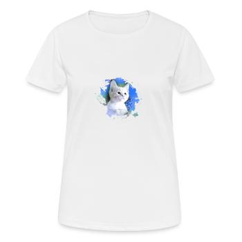 chaton, chaton, chaton, graffiti, peinture, bleu - T-shirt respirant Femme - blanc - Devant - AI Model Female 172 dark (172cm)