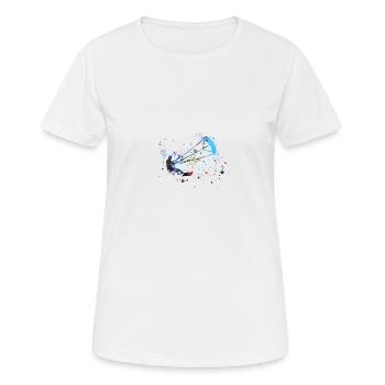 kitesurf, surf, surfeur, vague, bleu, graffiti, bla - T-shirt respirant Femme - blanc - Devant - AI Model Female 172 dark (172cm)