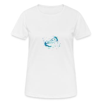 kitesurf, surf, surfeur, vague, bleu, graffiti, bla - T-shirt respirant Femme - blanc - Devant - AI Model Female 172 dark (172cm)