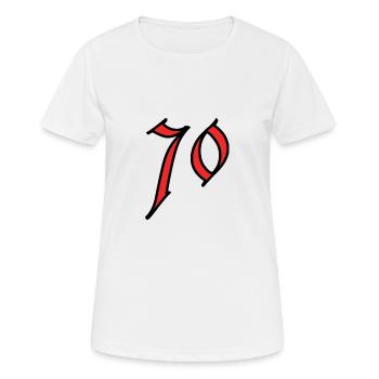 70. 70 ANS. 70e ANNIVERSAIRE. ANNIVERSAIRE 70 ANS. - T-shirt respirant Femme - blanc - Devant - AI Model Female 172 dark (172cm)