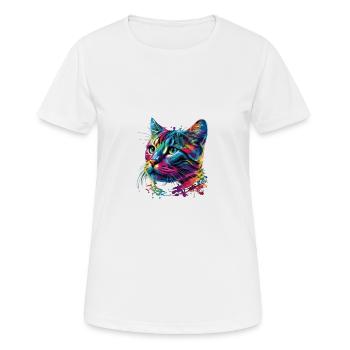 Colorful American Shorthair Cat Gaze - Frauen T-Shirt atmungsaktiv - Weiß - Vorne - AI Model Female 172 dark (172cm)