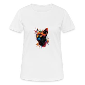Abyssinian Cat Colorful Gaze - Frauen T-Shirt atmungsaktiv - Weiß - Vorne - AI Model Female 172 dark (172cm)