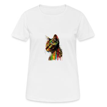 Abyssinian Cat Colorful Gaze - Frauen T-Shirt atmungsaktiv - Weiß - Vorne - AI Model Female 172 dark (172cm)