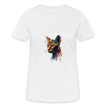 Abyssinian Cat Colorful Gaze - Frauen T-Shirt atmungsaktiv - Weiß - Vorne - AI Model Female 172 dark (172cm)