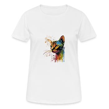 Abyssinian Cat Colorful Gaze - Frauen T-Shirt atmungsaktiv - Weiß - Vorne - AI Model Female 172 dark (172cm)