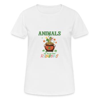 Les animaux valent mieux que les arcs-en-ciel Fête de la Saint-Patrick - T-shirt respirant Femme - blanc - Devant - AI Model Female 172 dark (172cm)