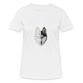Husky Wolf Hund Welpe Tier - Low Poly geometrisch - Frauen T-Shirt atmungsaktiv - Weiß - Vorne - AI Model Female 172 dark (172cm)