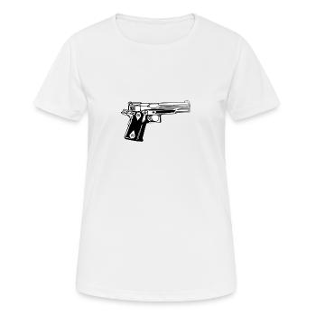 revolver - Frauen T-Shirt atmungsaktiv - Weiß - Vorne - AI Model Female 172 dark (172cm)
