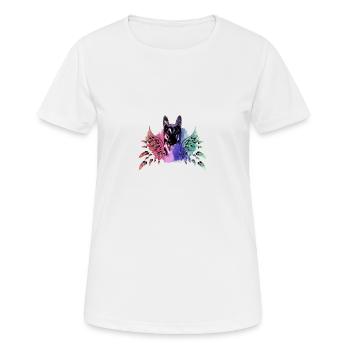 schäferhund ,hund,graffiti, schutzengel,bunt - Frauen T-Shirt atmungsaktiv - Weiß - Vorne - AI Model Female 172 dark (172cm)