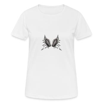 ailes d’ange, ailes, aquarelle, gris, ailes d’ange - T-shirt respirant Femme - blanc - Devant - AI Model Female 172 dark (172cm)