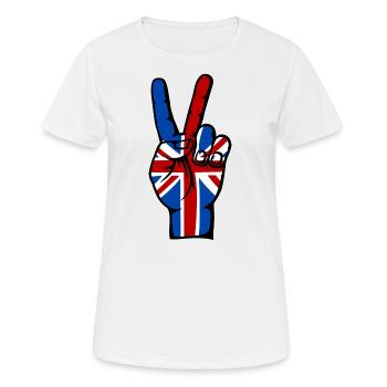 Britische Flagge Frieden Victory Symbol - Frauen T-Shirt atmungsaktiv - Weiß - Vorne - AI Model Female 172 dark (172cm)