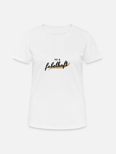 90. Geburtstag, 90 & fabelhaft - Frauen T-Shirt atmungsaktiv - Weiß