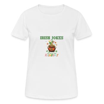 Irische Witze zum St. Patricks Day sind besser als - Frauen T-Shirt atmungsaktiv - Weiß - Vorne - AI Model Female 172 dark (172cm)