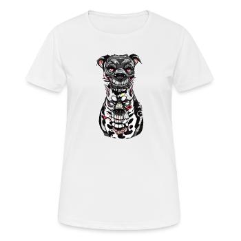 Gloomy Dog Illustration Print - Women's Breathable T-Shirt - white - Front - AI Model Female 172 dark (172cm)