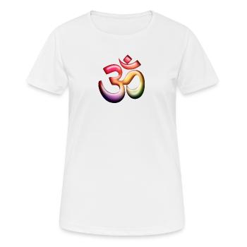 Om / Aum Symbol 3D bunt - Frauen T-Shirt atmungsaktiv - Weiß - Vorne - AI Model Female 172 dark (172cm)