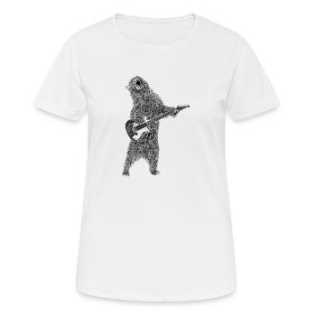 Bär Grizzly spielt E-Gitarre und brüllt dabei - Frauen T-Shirt atmungsaktiv - Weiß - Vorne - AI Model Female 172 dark (172cm)