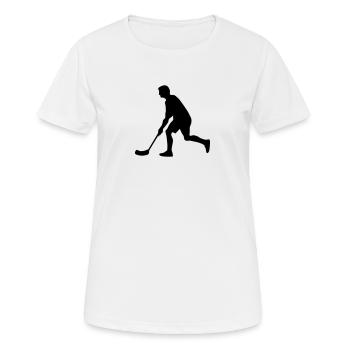 Floorball - Frauen T-Shirt atmungsaktiv - Weiß - Vorne - AI Model Female 172 dark (172cm)