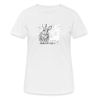 Lièvre dessiné - T-shirt respirant Femme - blanc - Devant - AI Model Female 172 dark (172cm)