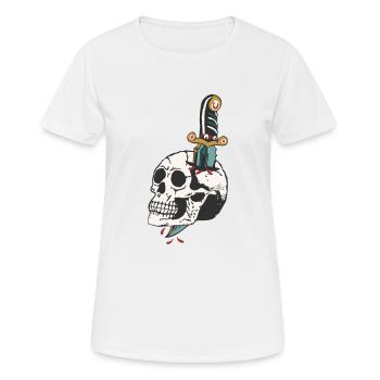 dague transperce crane tete de mort old school - T-shirt respirant Femme - blanc - Devant - AI Model Female 172 dark (172cm)