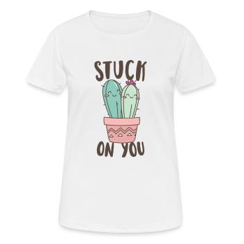 An dir hängen bleiben - Frauen T-Shirt atmungsaktiv - Weiß - Vorne - AI Model Female 172 dark (172cm)