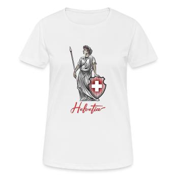 HELVETIA of Switzerland - Frauen T-Shirt atmungsaktiv - Weiß - Vorne - AI Model Female 172 dark (172cm)