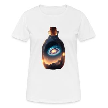Die Milchstrasse in einer Flasche - Frauen T-Shirt atmungsaktiv - Weiß - Vorne - AI Model Female 172 dark (172cm)