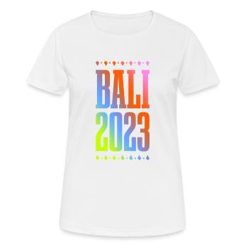 Bali 2023 - Frauen T-Shirt atmungsaktiv - Weiß - Vorne - AI Model Female 172 dark (172cm)