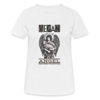 VEGANER ENGEL - Frauen T-Shirt atmungsaktiv - Weiß - Vorne - AI Model Female 172 dark (172cm)