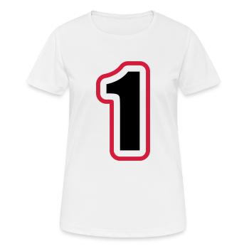 1 Zahl College - Frauen T-Shirt atmungsaktiv - Weiß - Vorne - AI Model Female 172 dark (172cm)