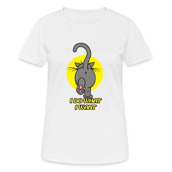 Katze zurück grau - Frauen T-Shirt atmungsaktiv - Weiß - Vorne - AI Model Female 172 dark (172cm)