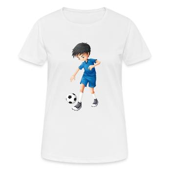 Soccer - Frauen T-Shirt atmungsaktiv - Weiß - Vorne - AI Model Female 172 dark (172cm)