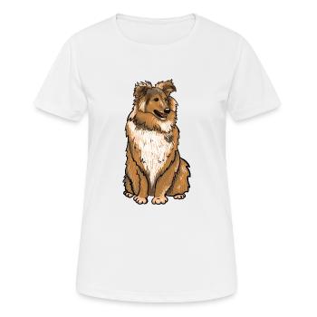 Sheltie Hund - Frauen T-Shirt atmungsaktiv - Weiß - Vorne - AI Model Female 172 dark (172cm)