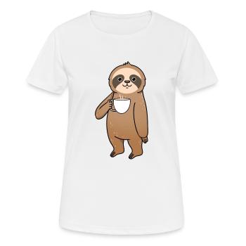 Sloth drinks coffee - Women's Breathable T-Shirt - white - Front - AI Model Female 172 dark (172cm)