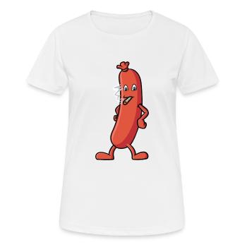 Saucisse qui fume une cigarette - Grill Design - T-shirt respirant Femme - blanc - Devant - AI Model Female 172 dark (172cm)