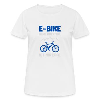 E-Bike Berg oder Tal ist mir Egal Geschenk - Frauen T-Shirt atmungsaktiv - Weiß - Vorne - AI Model Female 172 dark (172cm)
