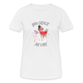 create the vibe - Women's Breathable T-Shirt - white - Front - AI Model Female 172 dark (172cm)