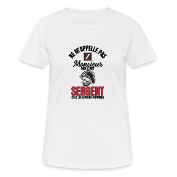 Sergent sapeur pompier - T-shirt respirant Femme - blanc - Devant - AI Model Female 172 dark (172cm)