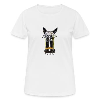 verrücktes Pferd Seppl Comic - Frauen T-Shirt atmungsaktiv - Weiß - Vorne - AI Model Female 172 dark (172cm)