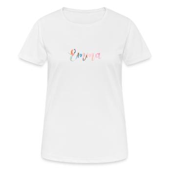 emma, lettering, lettering, colorful - Women's Breathable T-Shirt - white - Front - AI Model Female 172 dark (172cm)