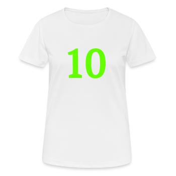 Anzahl 10 - Frauen T-Shirt atmungsaktiv - Weiß - Vorne - AI Model Female 172 dark (172cm)