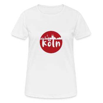 köln,kreis,scherenschnitt, skyline,rot - Frauen T-Shirt atmungsaktiv - Weiß - Vorne - AI Model Female 172 dark (172cm)