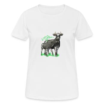 Cow with calf - vegan - Women's Breathable T-Shirt - white - Front - AI Model Female 172 dark (172cm)