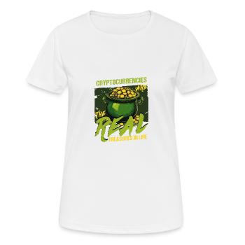 Saint-Patrick : les crypto-monnaies sont les vraies - T-shirt respirant Femme - blanc - Devant - AI Model Female 172 dark (172cm)