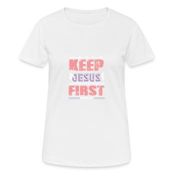 Bible verse Jesus First - Women's Breathable T-Shirt - white - Front - AI Model Female 172 dark (172cm)