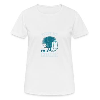 Slogan du hockey sur glace - T-shirt respirant Femme - blanc - Devant - AI Model Female 172 dark (172cm)