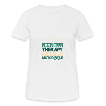 Moto Thérapie Motard Dicton - T-shirt respirant Femme - blanc - Devant - AI Model Female 172 dark (172cm)