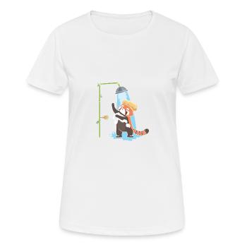 Un panda rouge prend une douche. - T-shirt respirant Femme - blanc - Devant - AI Model Female 172 dark (172cm)