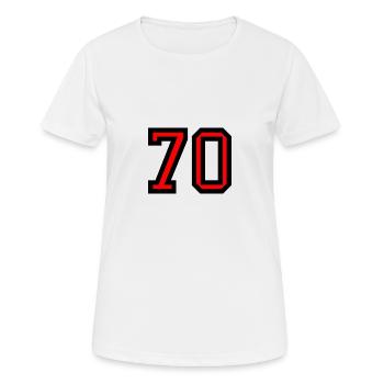 70. 70 ANS. 70e ANNIVERSAIRE. ANNIVERSAIRE 70 ANS. - T-shirt respirant Femme - blanc - Devant - AI Model Female 172 dark (172cm)